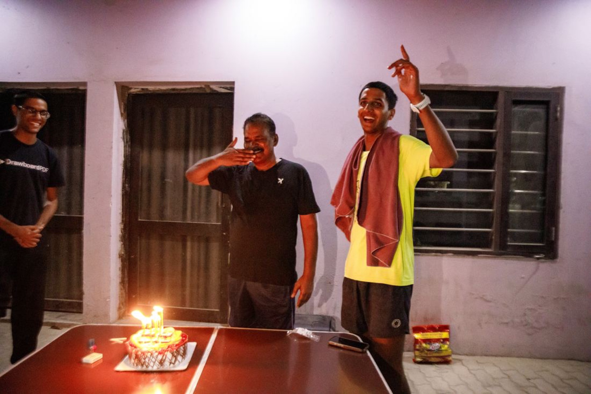 Celebrating a birthday on the road with the crew
