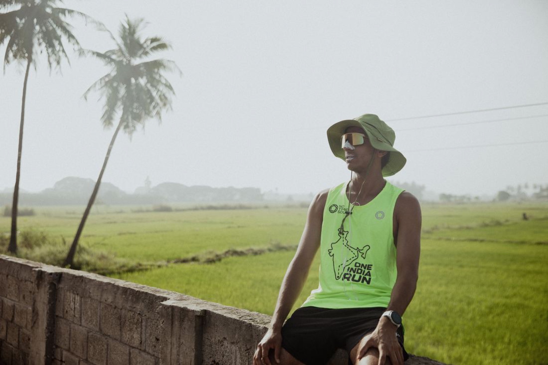 Taking in the rice fields on a rest stop